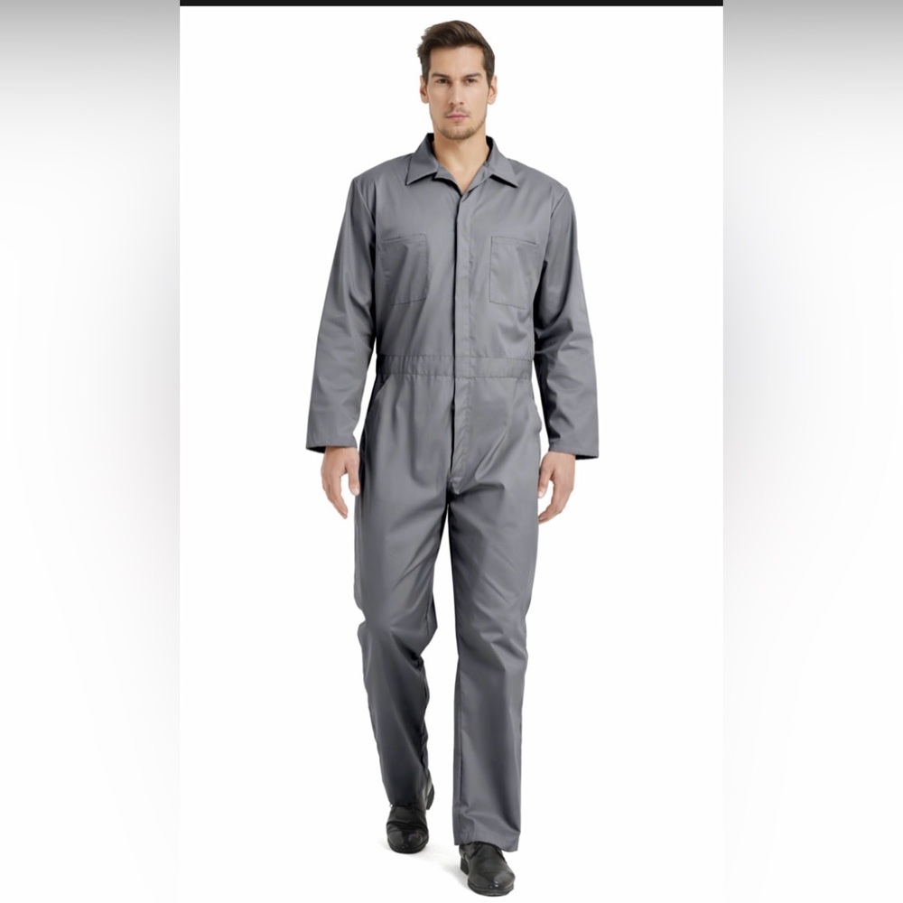 Tootsie RN 144517 Men's Gray Long Sleeve Work Coverall Jumpsuit, Size Large.